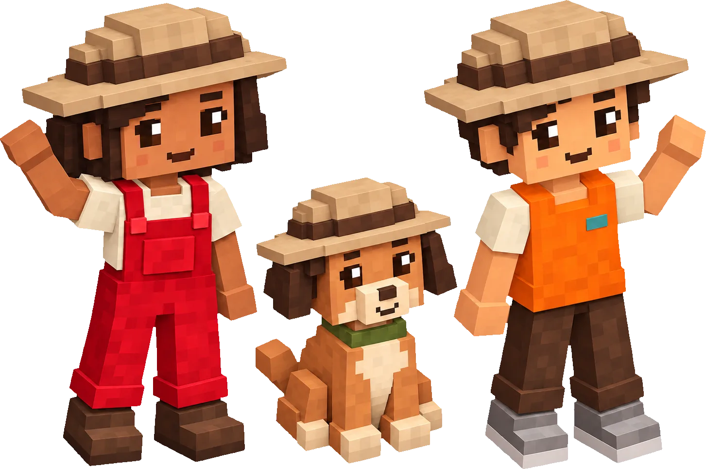 Nina, Téo e Pipo prontos para explorar